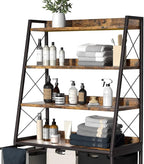 Herture Laundry Basket, 3 Section Laundry Hamper with 4 Tiers Shelf, Pull-Out and Removable Laundry Bags, Large 3 x 15.87 Gallons, for Laundry Room Bathroom Rustic Brown PF05XLN