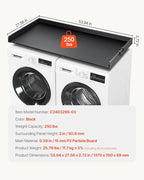 VEVOR Washer Dryer Countertop, 54" x 27" Wooden Washer and Dryer Countertop, Water-Resistant Laundry Machine Topper Cover with Anti-Slip Pads, for Laundry Room Organization and Storage, Black