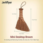 Jerliflyer Mini Brown Broom Palm,Small Palm-Sized Handle Broom Brush for dusting and Removing Crumbs, Dirt, dust, etc. from Table Tops