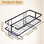 PowerKing Over The Toilet Storage Shelf, Bathroom Organizer Rack with 2 Hooks, No-Drill, Rust-Resistant Steel, Toilet Paper Holder for Restroom Bathroom, Black