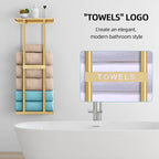 STWWO Bathroom Towel Storage Rack for Bathroom, 30 inch Towel Racks Wall Mounted with Shelf Can Holds 6 Large Towels, Wall Towel Rack for Rolled Towels, Gold
