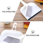 Tofficu Mini Kitchen Table Cleaning Brush and Dustpan Set, 2pcs White Handheld Brooms with Dustpans for Desktop Household Sweeping and Table Cleaning