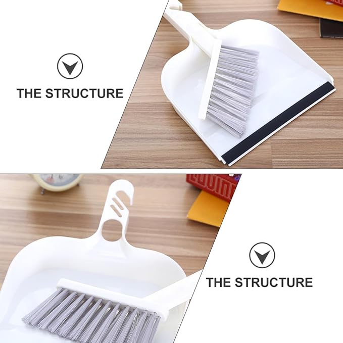 Beaupretty Mini Kitchen Broom and Dustpan Set, 2pcs White Handheld Cleaning Brush for Desktop and Household Crumb Sweeping, Compact Household Cleaning Tools for Table and Kitchen Use