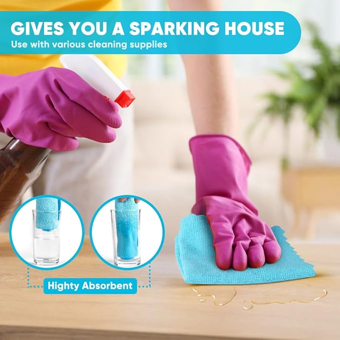 Orighty Microfiber Cleaning Cloth, 50 Pack Highly Absorbent Cleaning Supplies, Lint Free Kitchen Towels Cleaning Rags, Microfiber Towels for Cars, House, Window, 12x11 inch