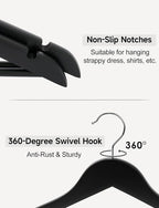 StorageWorks Black Wooden Hangers 30 Pack, Heavy Duty Wood Hangers for Closet, Clothes Hangers for Coats, Shirts, Pants, Suits