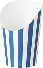 Restaurantware Bio Tek 12 Ounce French Fry Containers 100 Disposable Charcuterie Cups - Incline Design Round Striped Paper French Fry Cups Stackable For Waffles Chips or Popcorn