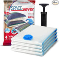 Spacesaver 4 Pack Jumbo Vacuum Storage Bags for Blankets & Clothes – Jumbo Vacuum Sealed Compression Bags with Hand Pump – Space Saver Storage Bags for Bedding, Moving, Travel & Organization