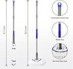 Self Wringing Floor Cleaner with 52.5 Inch Long Handle, Heavy Duty Wet Mop for Hardwood, Tile, Vinyl, Laminate Floors (White)