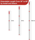 4-Section Spin Mop Replacement Handle, Mop Handle Compatible with Ocedar Spin Mop, 2.5-to-5 Foot Easy Cleaning Floor Mop Stick for Floor Cleaning (Germany Screw)