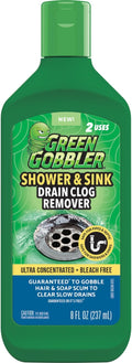 Green Gobbler Ultra Concentrated Drain Clog Remover & Cleaner | Powerful Hair, Grease & Soap Dissolver for Bathroom, Kitchen, Shower, Sink & Toilet | Safe for Pipes & Septic Systems