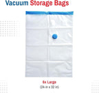 6 Pack Large Vacuum Storage Bags for Comforters, Blankets & Clothes – Vacuum Sealed Compression Bags with Hand Pump – Space Saver Storage Bags for Bedding, Moving, Travel & Organization