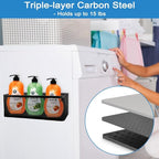 Picowe Magnetic Laundry Organizer, Extra Large Magnet Basket for Laundry Room,16.5lb Capacity Magnetic Shelf for Washer /Dryer, Fridge & Small Spaces (XL, Black)