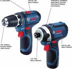 BOSCH CLPK22-120 12V Max Cordless 2-Tool Combo Kit with 3/8 in. Drill/Driver, 1/4 in. Impact Driver, (2) 2 Ah Batteries, Charger and Case