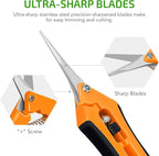 iPower 6.5 Inch Gardening Scissors Hand Pruner Pruning Shear with Straight Stainless Steel Blades, Orange, 2-Pack