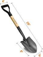Small Shovel ,Short Handle Shovel ,Overall Length 28 Inches ,Kids Shovels for Digging ,Shovels for Gardening,Metal Sand Shovel, Metal + Wooden