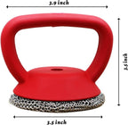 MEIXINZHI Cast Iron Cleaner, Chain Mail Scrubber & Pan Grill Scrapers - 2 in 1 Cast Iron Skillet Cleaner (red, Without mat)
