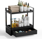 Boulphia 2-Tier Bathroom Organizer Countertop with Drawer, Wood Bathroom Counter Shelf for Storage, Vanity Organizer Countertop for Kitchen, Office