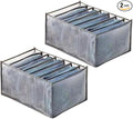 Wardrobe Clothes Organizer, 7 Grids Washable Portable Closet Organizer Mesh Separation Storage Box Foldable Closet Drawer Organizer for Underwear, Socks, Scarves, Jeans (Grey, 2 Jeans Grid)