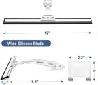 AmazerBath Squeegee for Shower Glass Door, Shower Squeegee for Glass Doors - All-Purpose Squeegee with Hook for Shower Doors, Windows, Mirrors, Tiles and Car Glass, 12 Inches - Clear