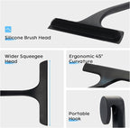 10.7“ Wide All-Purpose Shower Squeegee for Glass Doors, Squeegee for Shower Glass with Hook, Window Squeegee for Home, Small Squeegee for Shower, Bathroom, Car Glass, Mirror (Black)