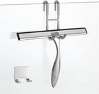Simtive 10-Inch Shower Squeegee Set, Includes Shower Door Hook and Adhesive Hook, Squeegee for Shower Doors, Mirror and Window, Silver