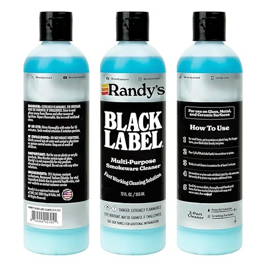 Randy's Black Label Cleaner - (12 fl oz) - Best Multipurpose Surface Cleaning Solution for Glass Tops, Metal and Ceramic Surfaces - Glass Top Cleaner for Streak-Free Finish - 16-Pack
