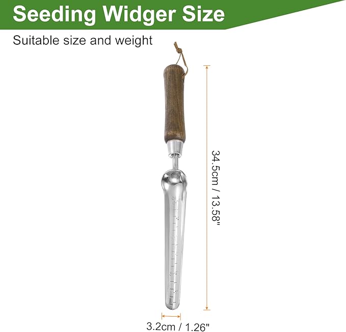HARFINGTON Seeding Widger 13.6 x 1.26 Stainless Steel Garden Hand Shovel Seed Trowel with Wooden Handle Long & Narrow for Planting Weeding Digging