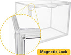 Clear Stackable Plastic Storage Bins with Magnetic Lid, Dustproof Book & Cosmetic Display Cases, Large Figures Collectibles Showcase, Shoe Box, Protection Organizer (L, Count, 1)