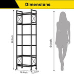 GIOTORENT Pantry Storage Shelves, 6-Tier Metal Storage Rack with X-Shaped Side Frame, Heavy-Duty Wire Shelf for Kitchen, Bathroom, Laundry Room, 120lb/Layer, Black Standing Shelves
