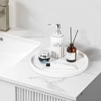 Silicone Bathroom Tray Round Vanity Tray Decorative Soap Holder Kitchen Countertop Organizer Coffee Table Decor for Candle, Perfume, Plant, 12 Inch, White