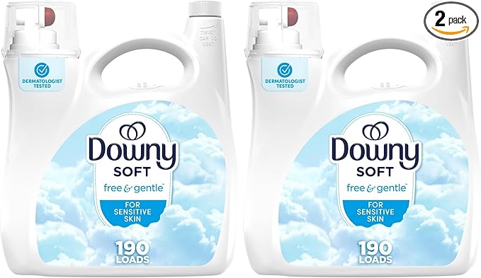 Downy Free & Gentle Liquid Fabric Softener,140 fl oz,190 Loads,Hypoallergenic,Sensitive Skin Friendly Fabric Conditioner Liquid,(Pack of 2)