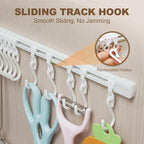 Multifunctional Slide Rail Hook,Kitchen Utensil Hanging Rack Wall Mounted Hanger,Space Saving Utensil Holder with 10 Hooks ,Sliding Track Hook No Drilling Hanger for Home Office (Length 30+40cm)