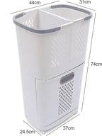 Laundry Basket Organizer Storage Shelf with Frame and Baskets Storage Drawers Unit,Laundry Towel Hamper Cabinet Tower One Part Compartment Sorter Basket(2-Tier,With Wheels)