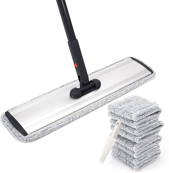 Microfiber Mop 18 in Large Flat Mops for Floor Cleaning with 4 Premium Pads Hardwood for Cleaning Wet Mop