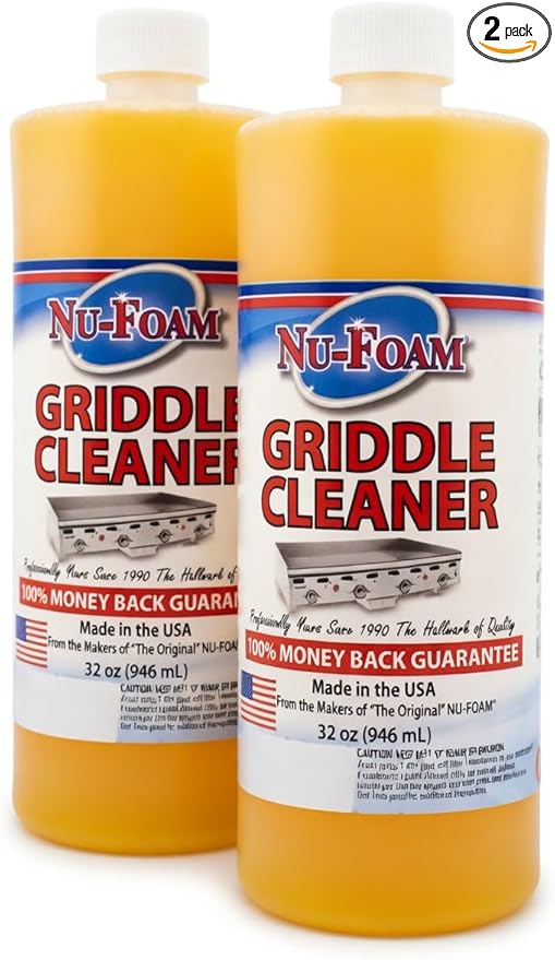 Nu-Foam Griddle Cleaner, Professional Flat Top Cleaning Liquid, 32 oz, for Commercial Griddles (2)