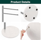 Hand Towel Holder, F-Shape Hand Towel Stand with Marble Base, Stainless Steel Swivel Hand Towel Rack Bar Standing for Bathroom Kitchen Countertop, 2 Arms (Chrome Finish)