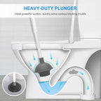 SetSail Toilet Brush and Plunger Set, Semi-HiddenToilet Plungers for Bathroom Heavy Duty Toilet Bowl Brush and Holder Hidden Toilet Plunger and Brush Set for Deeply Cleaning - White