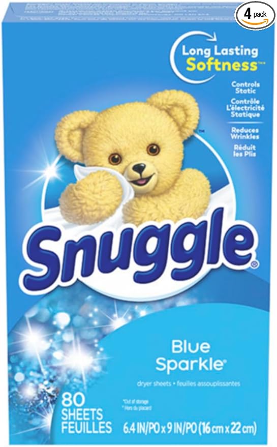 Snuggle Dryer Sheets (Packk of 8 (80 Count, Blue Sparkle)