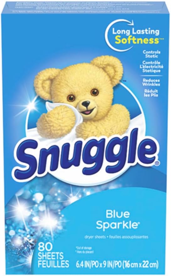 Snuggle Fabric Softner Dryer Sheets, 80 Count (Pack of 4) (80 Sheets, Fabric Softner Dryer Sheets Blue Sparkle (Pack of 4))