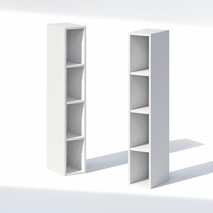 Furinno Fulda 8-Tier Closet Organizers and Storage, Open Shelf, Storage Organizer, 6-Inch Width, for Closet, Bedroom, White
