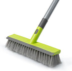 Floor Scrub Brush 2 in 1 Scrape and Stiff Bristle Deck Brush for Cleaning Concrete, Patio, Garage, Kitchen, Carpet and Bathroom 57" Long Handle
