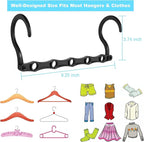 DUCOO Space Saving Hangers 10 Pack, Heavy Duty Magic Cascading Hanger Organizer with 5 Enclosed Anti-Slip Holes, Closet Organizers and Storage for Clothes, College Dorm Room Essentials, Black