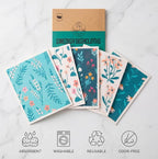 Harps&Seb Swedish Dishcloths for Kitchen Dish Towels - 5 Pack, Non-Scratch Reusable Paper Towels, Super Absorbent Washable Swedish Dish Cloths, No Odor, Biodegradable, Flower Designs