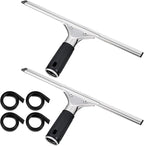 6 Pcs 12'' Professional Steel Window and Glass Squeegee with Replacement Rubber Glass Cleaning Heavy Duty Squeegee for Window Cleaning Streak Free Results