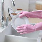 HSL Household Cleaning Gloves - Reusable Kitchen Dishwashing Gloves with Latex Free, Cotton lining, Waterproof, Non-Slip (Small, 2 Pairs)