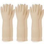 Reusable Waterproof Household Dishwashing Cleaning Rubber Gloves, Non-Slip Kitchen Glove (Ivory, XL (Pack of 3))
