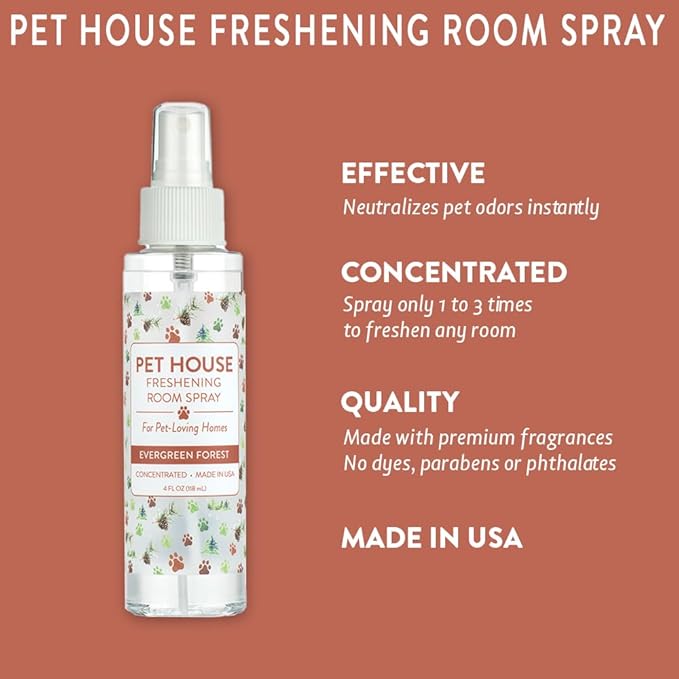 One Fur All Pet Air Freshener 4 OZ Concentrated Room Spray for Pet Odor, Evergreen Forest, Pack of 1