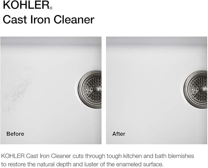 KOHLER K-23725-NA Cast Iron Cleaner, For Kitchen and Bathroom, 8 oz Bottle, Non-abrasive Cream-based Cleaner