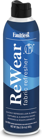Faultless ReWear Dry Wash Spray for Clothing – Wrinkle Remover, Fabric Refresher Spray, Captures Odors – Like Dry Shampoo for Clothes: Fresh Look W/Out Laundry, 20oz