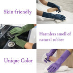 HOMSSEM Dishwashing Gloves - 2 Pairs Premium Rubber Gloves for Cleaning - Urban Gray, Green, Blue